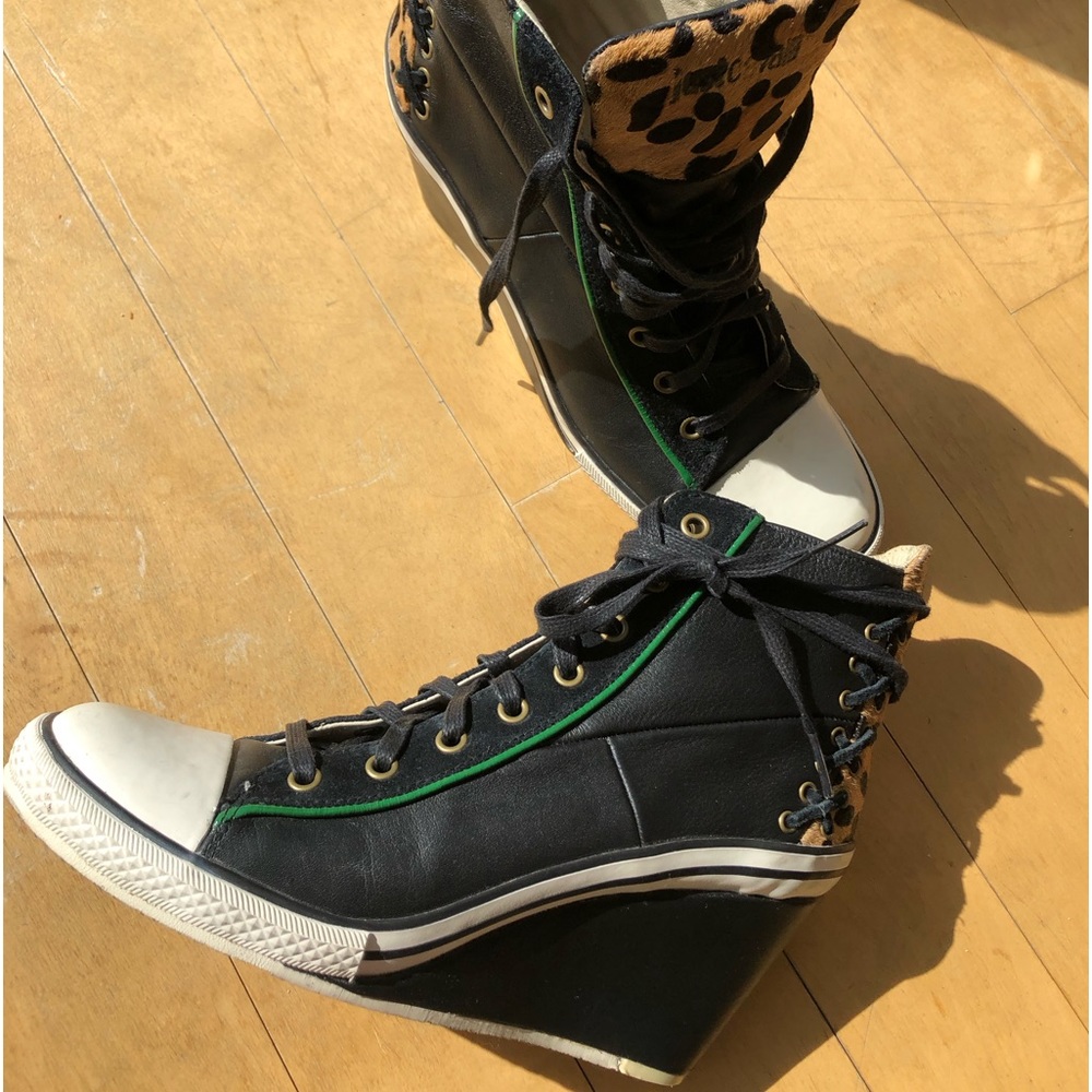 JustCavalli Wedge Cheetah sneakers size EU41/US 10.5 Free Shipping - Picture 6 of 13